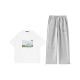 Белый топ + серые штаны