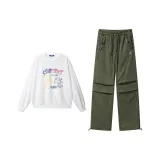 Белый топ + армейские зеленые штаны