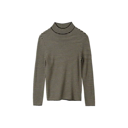 GOELIA Свитер Женский Абрикос Черный Полосы