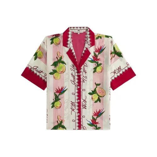 KITH Collaboration Женская 2024 Летняя Коллекция Elena II Гуайява Полосатая Рубашка Женская Красная