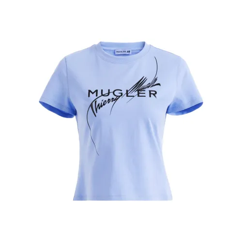 H&M X Mugler Co Бренд Синяя Женская Рубашка T