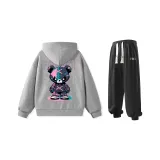 Комплект одежды (Серый свитшот + Черные штаны)