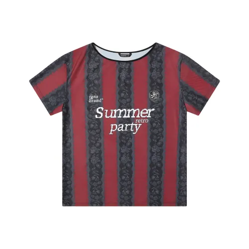 TGNS T-рубашка Женская Черная Красная Полосы