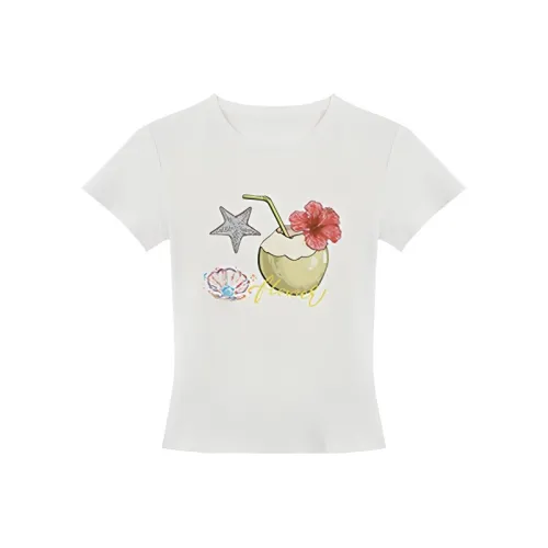 SYEEE WITH U Комплект с короткими рукавами T-рубашка Женская Белая