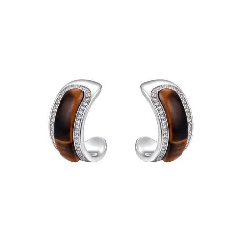 BLINK DAY Серебро S925 Серьги-гвоздики Женские Коричневый