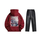 Комплект (бордовый топ+черные брюки)