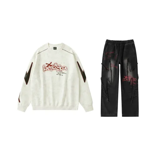 LAMLICKA Белый+Черный Унисекс Свитшот Комплекты