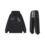 Комплект одежды (Черный свитшот + Черные спортивные штаны)