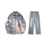 Set (Light Blue Shirt + Vintage Blue Jeans)  
Комплект (Светло-синяя рубашка + винтажные синие джинсы)