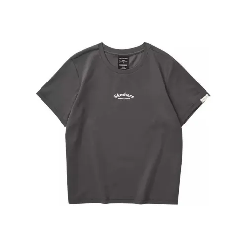 Skechers Короткий рукав T-рубашки Женские Кованый железный серый