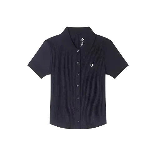 Конверс Polo Slim Button Черные Женские Рубашки с Кнопками
