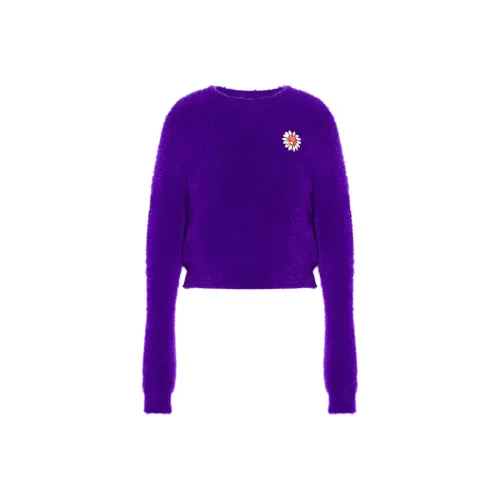 MOSCHINO JEWEL Цветочный дизайн Мягкая ткань JUMPER Свитер Женский Фиолетовый