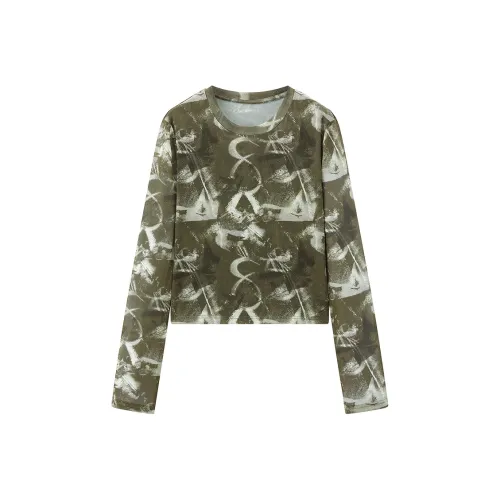 PEACEBIRD T-Shirt Женская Черепаховый Зеленый