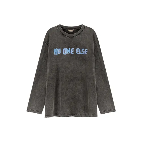 NO ONE ELSE Черно-серая унисекс футболка