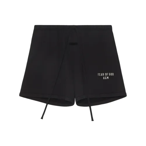 Fear Of God Essentials Черный Тяжелый Флис Футбол Свитшот Шорты Повседневные Мужские Метеорит Черный Черный
