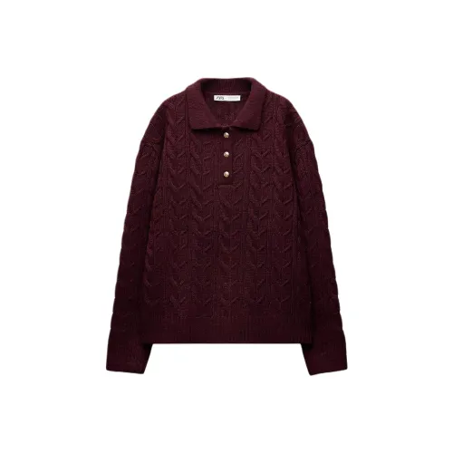 ZARA Бордово-красные Женские Свитеры