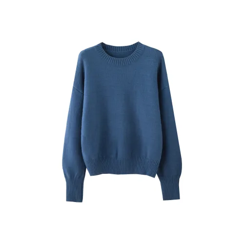 Tonlion Свитер Женский Винтаж Синий