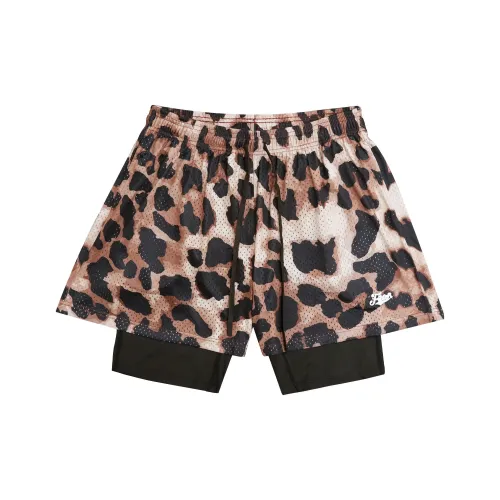 FINDBETTER Леопардовый принт Двойной Layer Шорты Унисекс