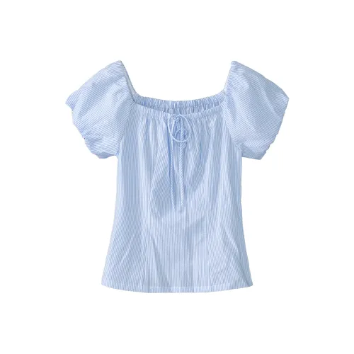 Fstudio Короткий рукав рубашка женский синий