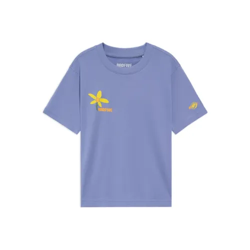 LINING Badfive Рукав с оборванным плечом T-рубашка Женская Цветочный дизайн Синий Фиолетовый