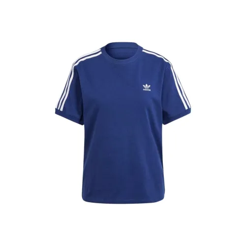 Adidas Originals ADICOLOR 3 Полосы Шорты Стандартная Рубашка Женская Синяя