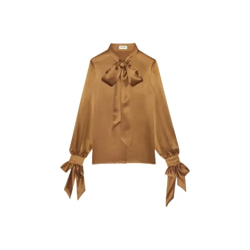SAINT LAURENT SS21 Рубашка Женская Золото Умбра