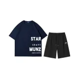 Темно-синий топ + черные шорты