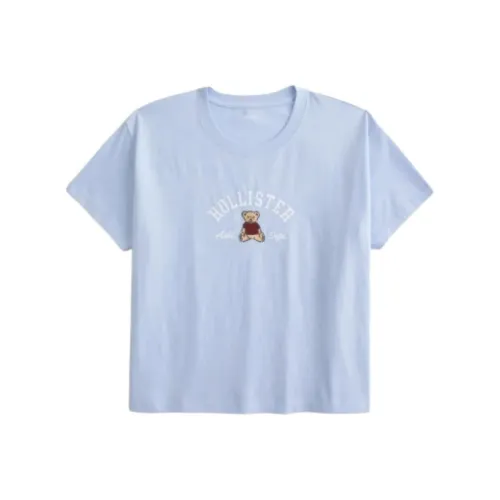 Hollister Т-рубашка с оборванным плечевым рукавом женская синяя