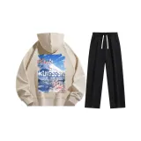 Комплект одежды (Хаки свитшот + черные штаны)