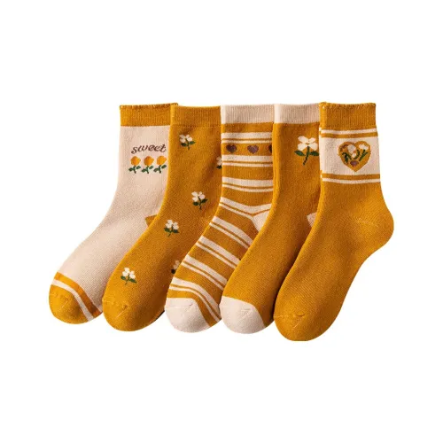 H YXIANG Носки Crew Женские 5 пар смешанные цвета