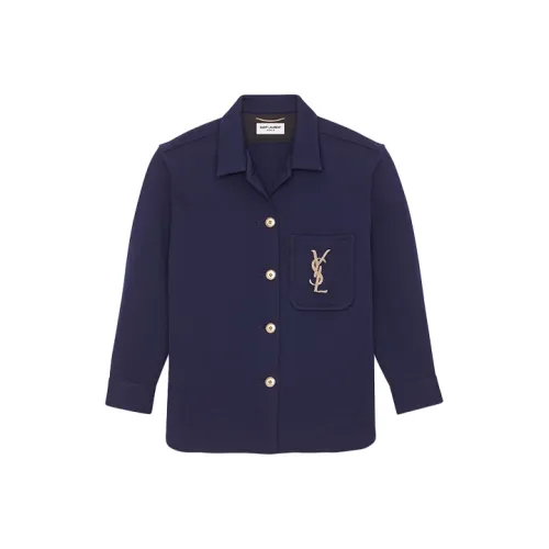 SAINT LAURENT Рубашка Женская Темно-синяя