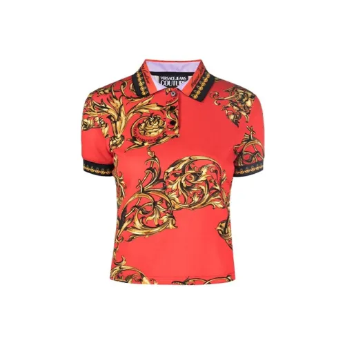 VERSACE JEANS COUTURE Женское Поло Красного цвета