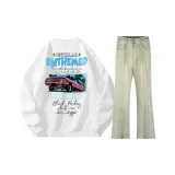 Белый свитшот + желтые джинсы из денима