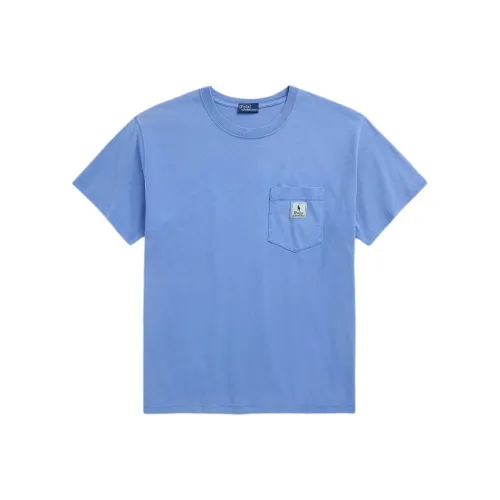 Polo Ralph Lauren Letter Logo Label Embroidery Pocket Crew Neck Short Sleeved T-Shirt Women's Blue