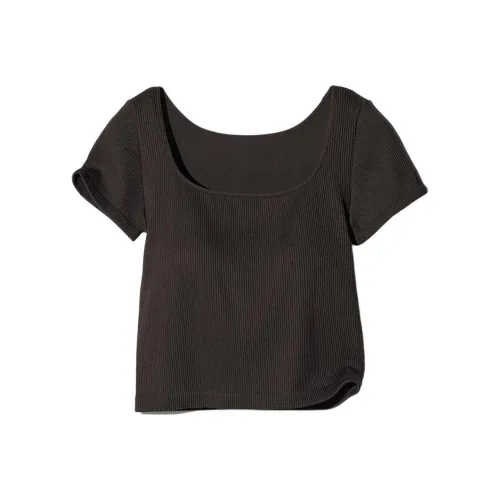 UNIQLO T-рубашка женская коричневая и черная