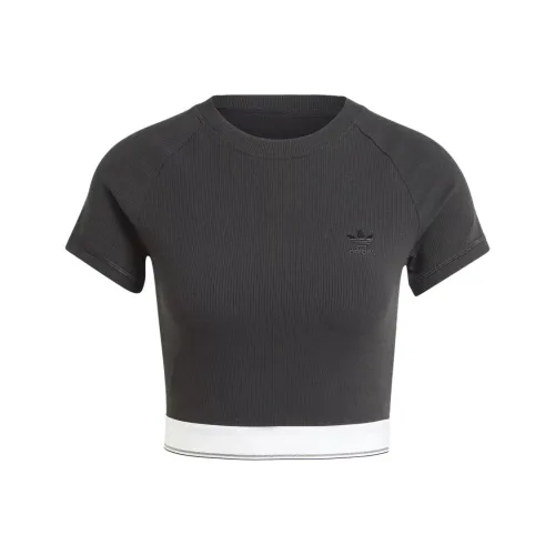 Adidas Originals Рукав реглан T-рубашка Женская Черная