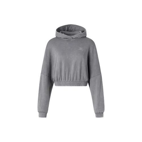 Adidas Originals CROP HOODIE ACID WASH Толстовка Женская Серого цвета