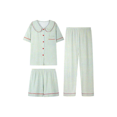 QIAOYUN Пижамный комплект женский в клетку