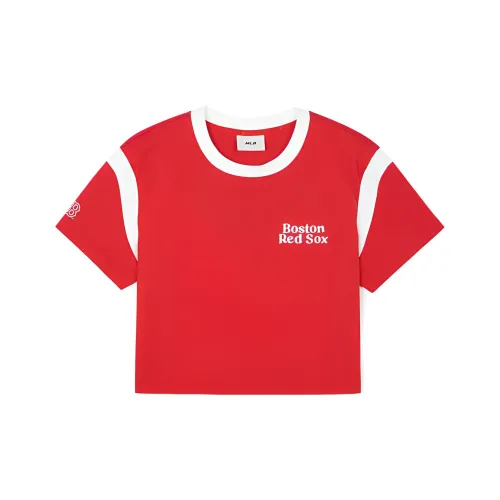 MLB Рукав с спущенным плечом T-рубашка Женская Красная