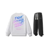 Комплект одежды (Белый свитшот + Черные штаны)