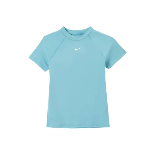 NIKE Pro Джинсовый синий Зеленый/Белый Женские футболки