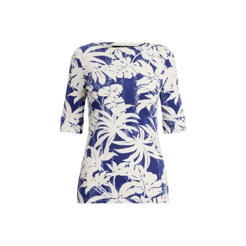 LAUREN RALPH LAUREN Стандартная футболка женская синяя и белая