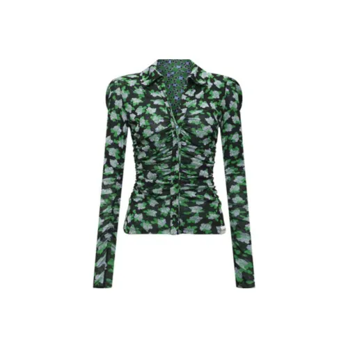 DVF Diane Von Furstenberg FW23 Рубашка Женская Зеленая