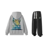 Комплект одежды (Серый свитшот + Черные спортивные штаны)