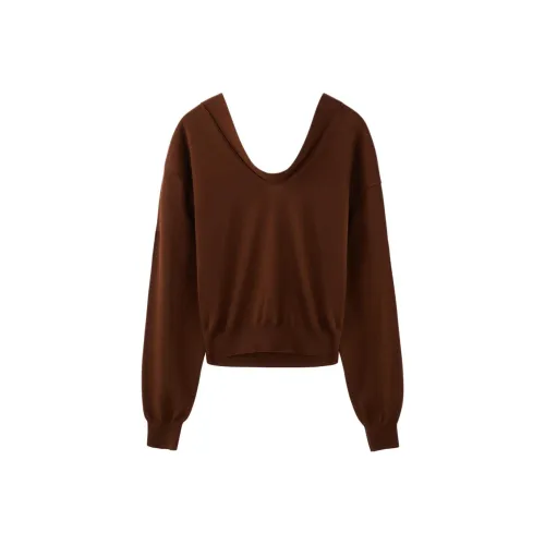 RECTO FW24 DRAPE Ожерелье-чокер KNIT Топ Свитер Женские Красно-коричневый Красно-коричневый