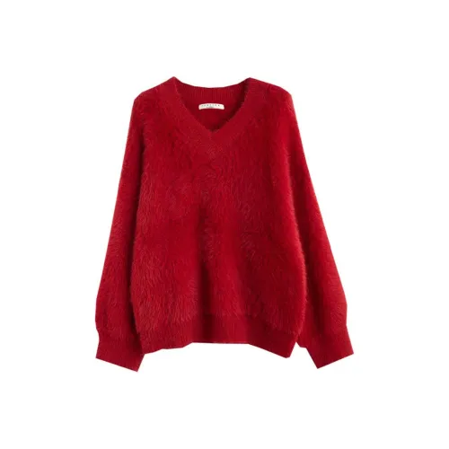 Tonlion Свитер Женский Темно-Красный