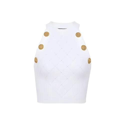 BALMAIN Débardeur 6 Boutons En Maille Свитер Женская Белая