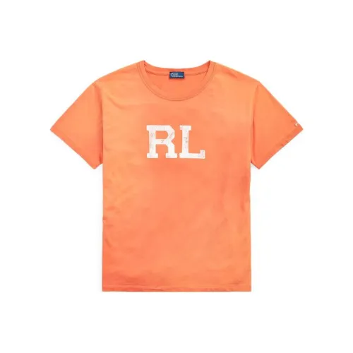 Polo Ralph Lauren RL Логотип Полотняное переплетение Трикотажная ткань Круглый вырез Пуловер Короткий рукав Т-рубашка Женская Апельсин
