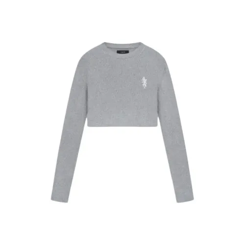 AMIRI STACK Укороченный свитер с круглым вырезом женский серый