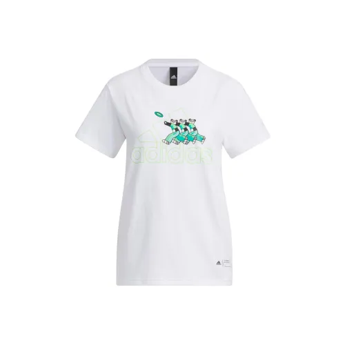 Adidas Рукав с спущенным плечом T-рубашка Женская Белая